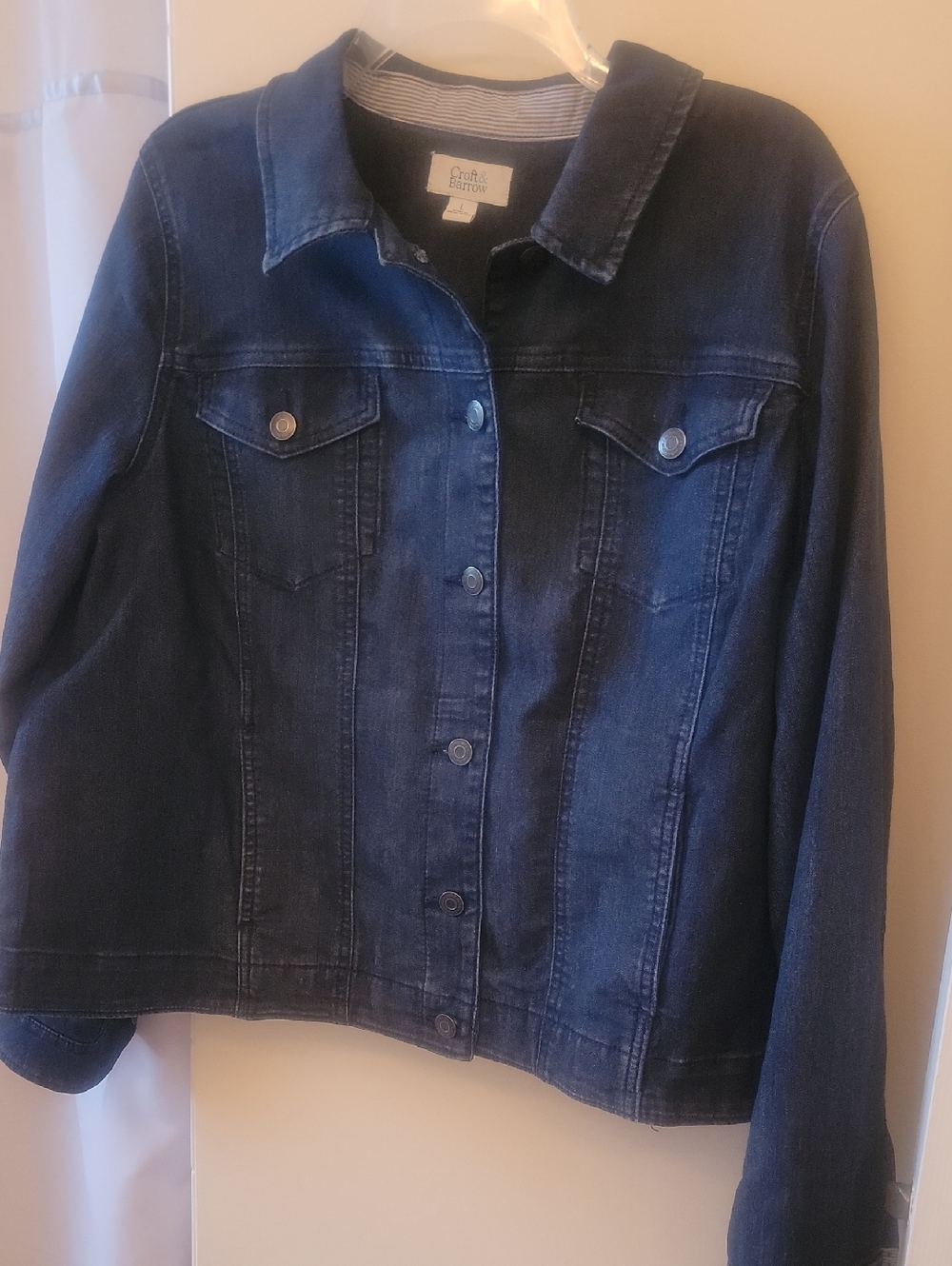 Croft & Barrow Dark Blue Denim Jean Jacket, Size L